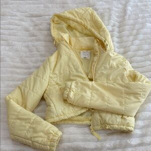 yellow cropped puffer jacket
